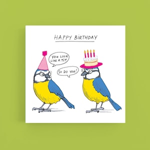 Tarjeta de tetas de cumpleaños*Tarjeta de felicitación*Tetas*Pájaros*Ilustración*Dibujos animados*Humor*Grosero*Divertido*Cumpleaños*Tarjeta de felicitación*