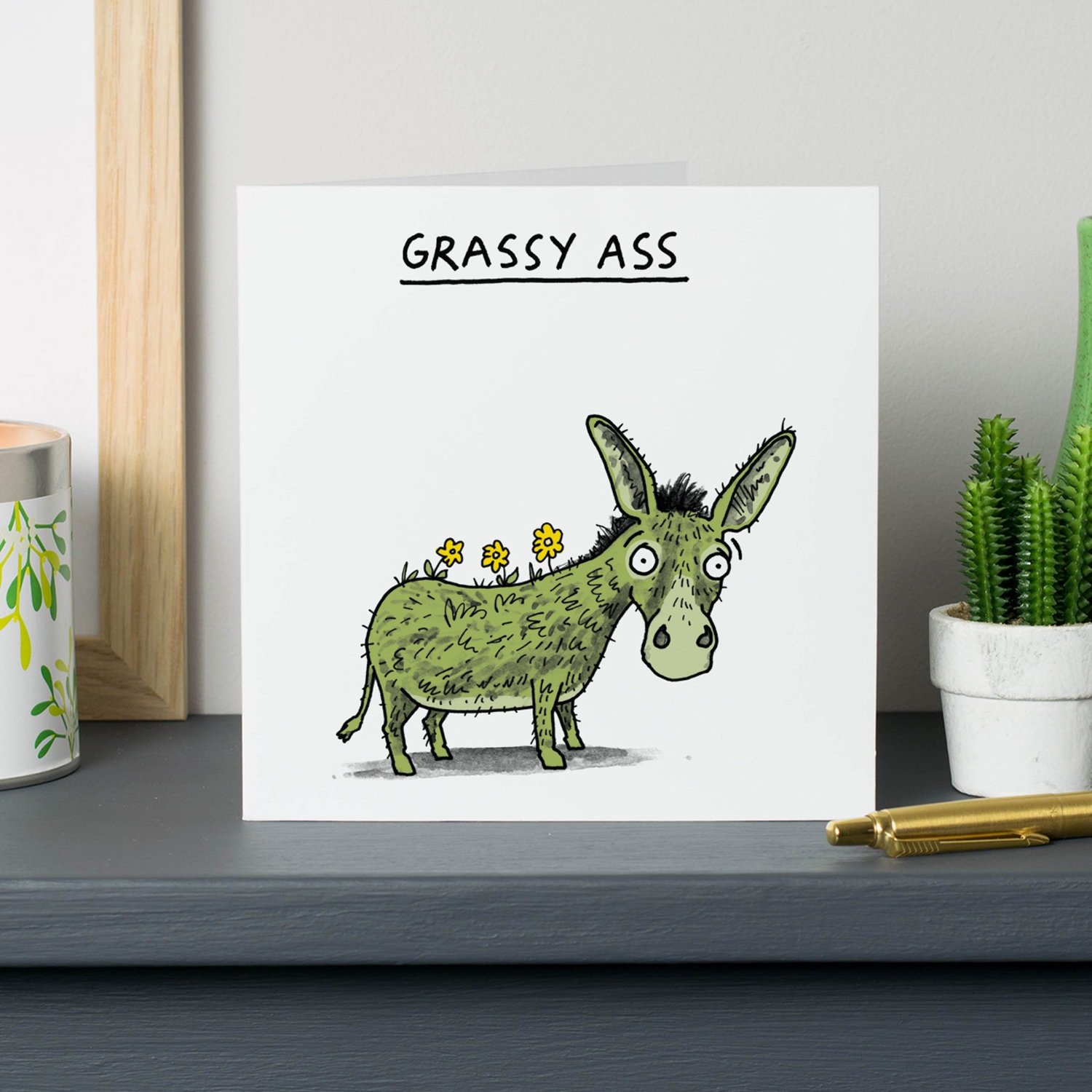 Grassy Ass Thank Youcard X 4-humour-funny-pun-cartoon-donkey-ass-wordplay-greeting  Card-thanksgiving-thanks a Lot-rude Card-cheeky Card - Etsy