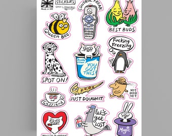 Sticker Sheet - Funny Stickers - Journal and Planner Stickers - Humour - Cat - Dog - Cute Stickers