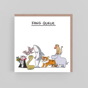 Tarjeta de cola de colmillos: humor, diversión, juego de palabras, dibujos animados, juego de palabras, tarjeta de felicitación, día de Acción de Gracias, muchas gracias, tarjeta de dibujos animados, tarjeta ilustrada * Tarjeta de agradecimiento