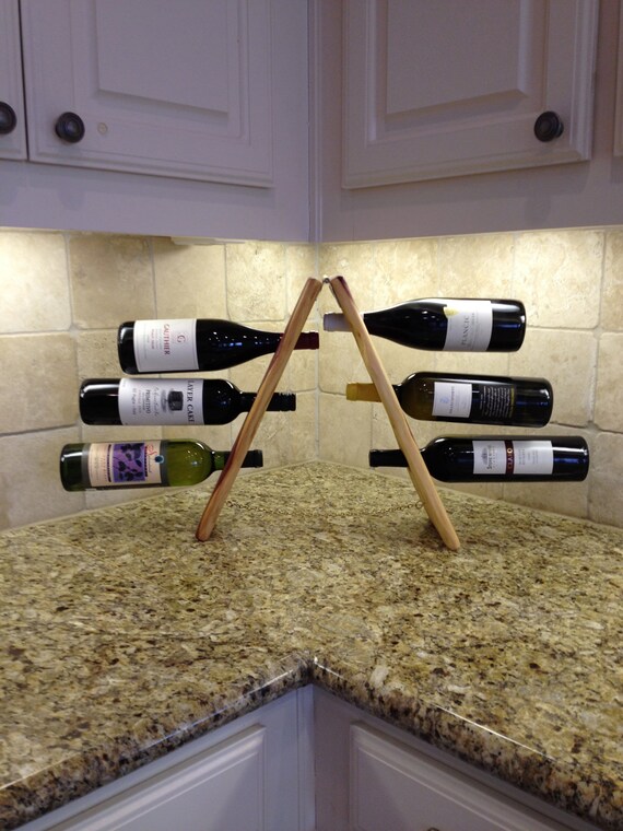 Countertop Wine Rack 6 Bottle Folding Native Texas Cedar Etsy