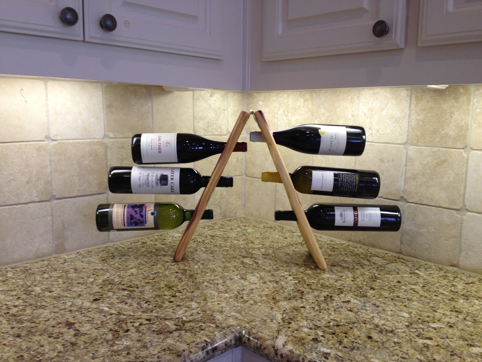 Countertop Wine Rack 6 Bottle Folding Native Texas Cedar Etsy