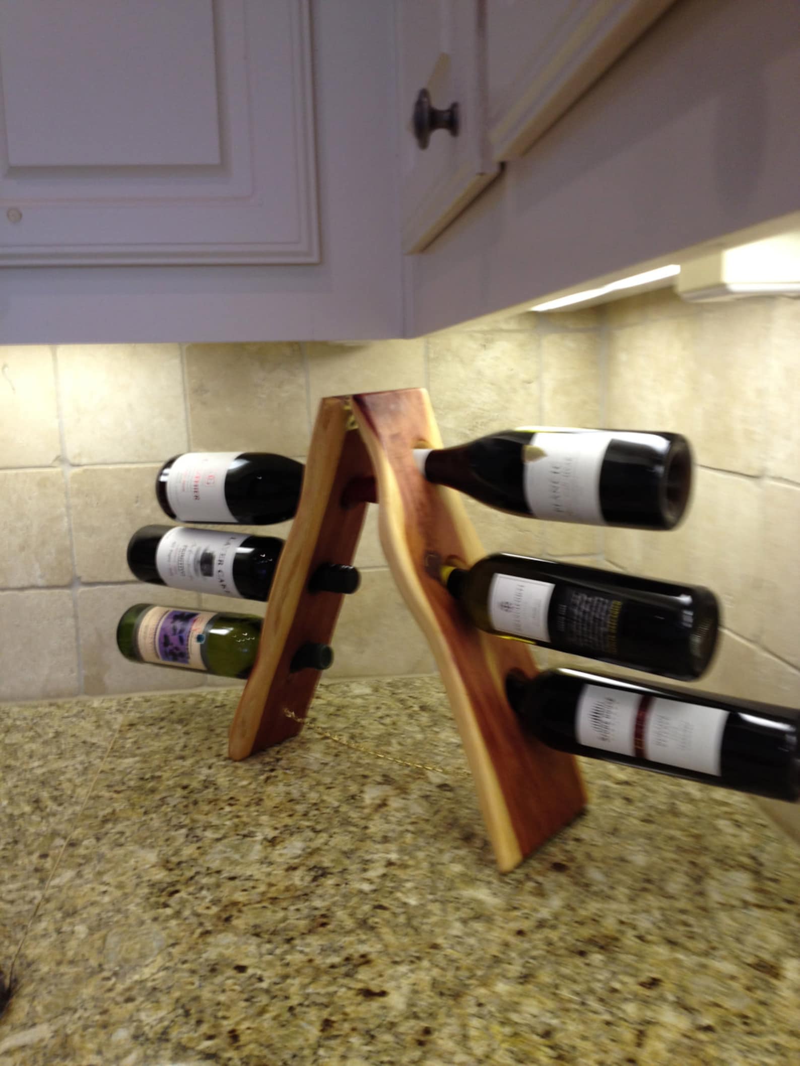 Countertop Wine Rack 6 Bottle Folding Native Texas Cedar Etsy