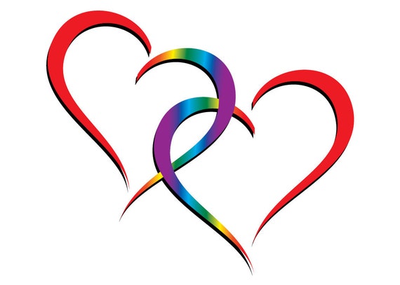 Download Two Hearts One Love Rainbow Hearts Entwined Etsy