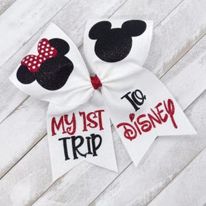 Glitter Cheer Bow - My 1st First Trip to Disney - Mickey and Minnie - Disney Inspired