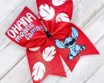 Glitter Cheer Bow - Stitch - Lilo - Angel - Alien - Disney Inspired
