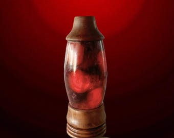 Handcrafted Lava Lamp: Pear Wood with Molten Red Epoxy