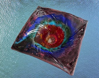Fused Glass Vortex Bowl: Multicolor Spiral Art