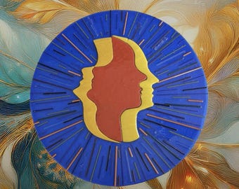 Illusion Art Glass Sculpture: Modern Double Face Artwork