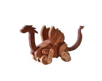 Puff the Magic Dragon Toy, Wood Kids Toy Dragon,  Handmade Wood Toys, Wooden Animal Toy,  Chomping Maple Wooden Dragon, Children Wood Toy