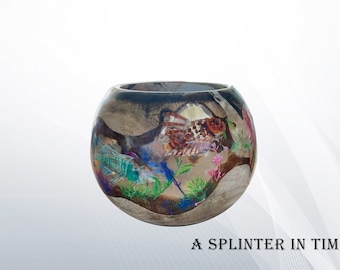 Under the Sea Oak Wood Bowl: Glow Epoxy Resin Decor