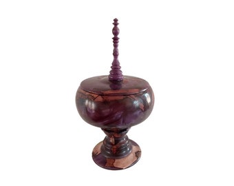 Handmade Purple Epoxy Vessel: Oak Bark Candy Jar Centerpiece