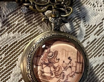 Necklace Watch, "Mickey And Pluto."