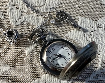 Petite Necklace Watch, Silver Tone.