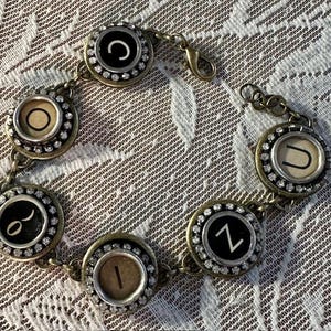 Vintage Typewriter Key Bracelet.