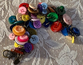 Button Charm Bracelet in Mixed Colors..