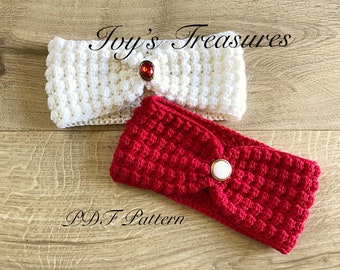 Crochet Ear Warmer, Crochet Ear Warmer, Crochet Pattern, Button Ear Warmer, Headband, Pattern PDF