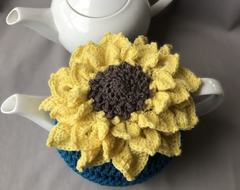 Crochet Tea Cosy, Sunflower Tea Cosy, Ann's Tea Cosy Collection, Cosie, 4 cup, Gift, Mother's Day, Hand Made, Australian Wool