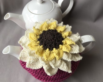 Crochet Tea Cosy, Sunflower Tea Cosy, Ann's Tea Cosy Collection, Cosie, Gift, 4 cup, Gift, Hand Made, Australian Wool