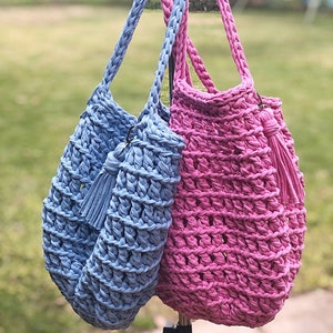 Crochet Pattern | Beach Bag | PDF | T-Shirt Yarn Bag | Market Bag Pattern | Reusable