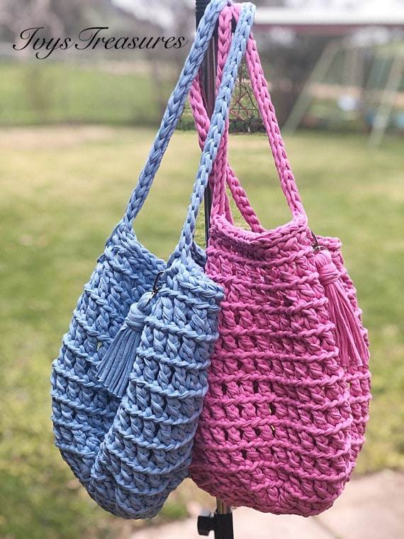 Crochet Pattern Beach Bag PDF T-shirt Yarn Bag Market Bag Pattern