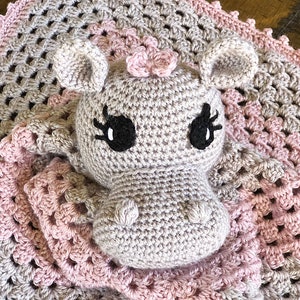 Crochet Pattern Baby Blankie, Hippopotamus, Flo Hippo Lovey, Security Blanket, Crochet Lovey, Baby Lovey, Toy, Crochet Pattern PDF