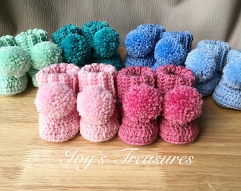 Häkel-Booties, Booty , Baby-Hausschuhe, Häkelmuster, Baby-Booties, Pom-Pom, Rippenbündchen, PDF Download Muster