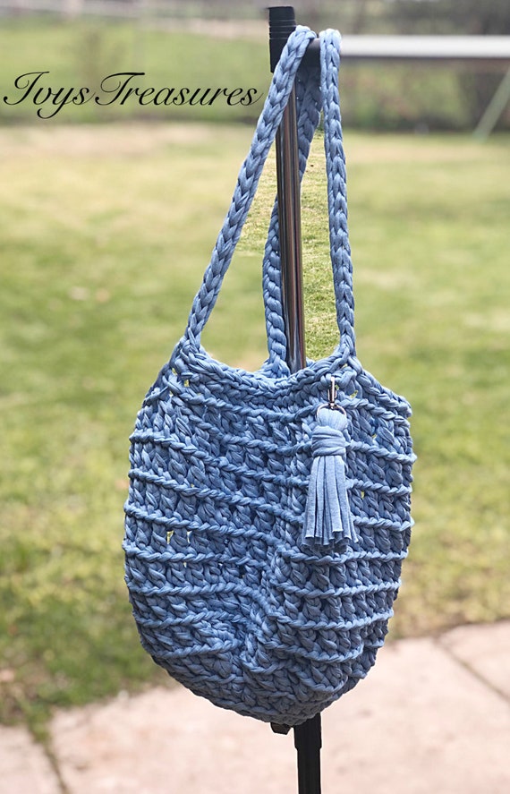 Crochet Pattern Beach Bag PDF T-shirt Yarn Bag Market Bag Pattern