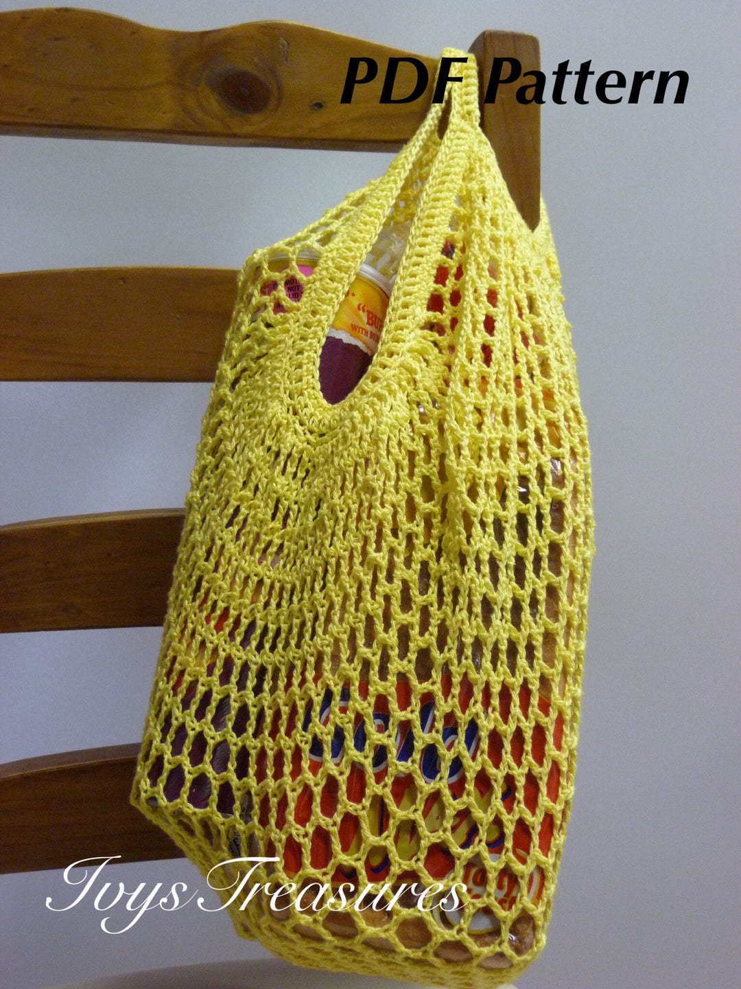 Crochet Pattern - Mesh Bag Pattern PDF. Reusable Bag, Shopping Market ...