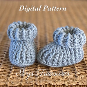 Baby Slippers, Newborn, Crochet Pattern, Baby Booties, Rib Cuff, PDF Download Pattern