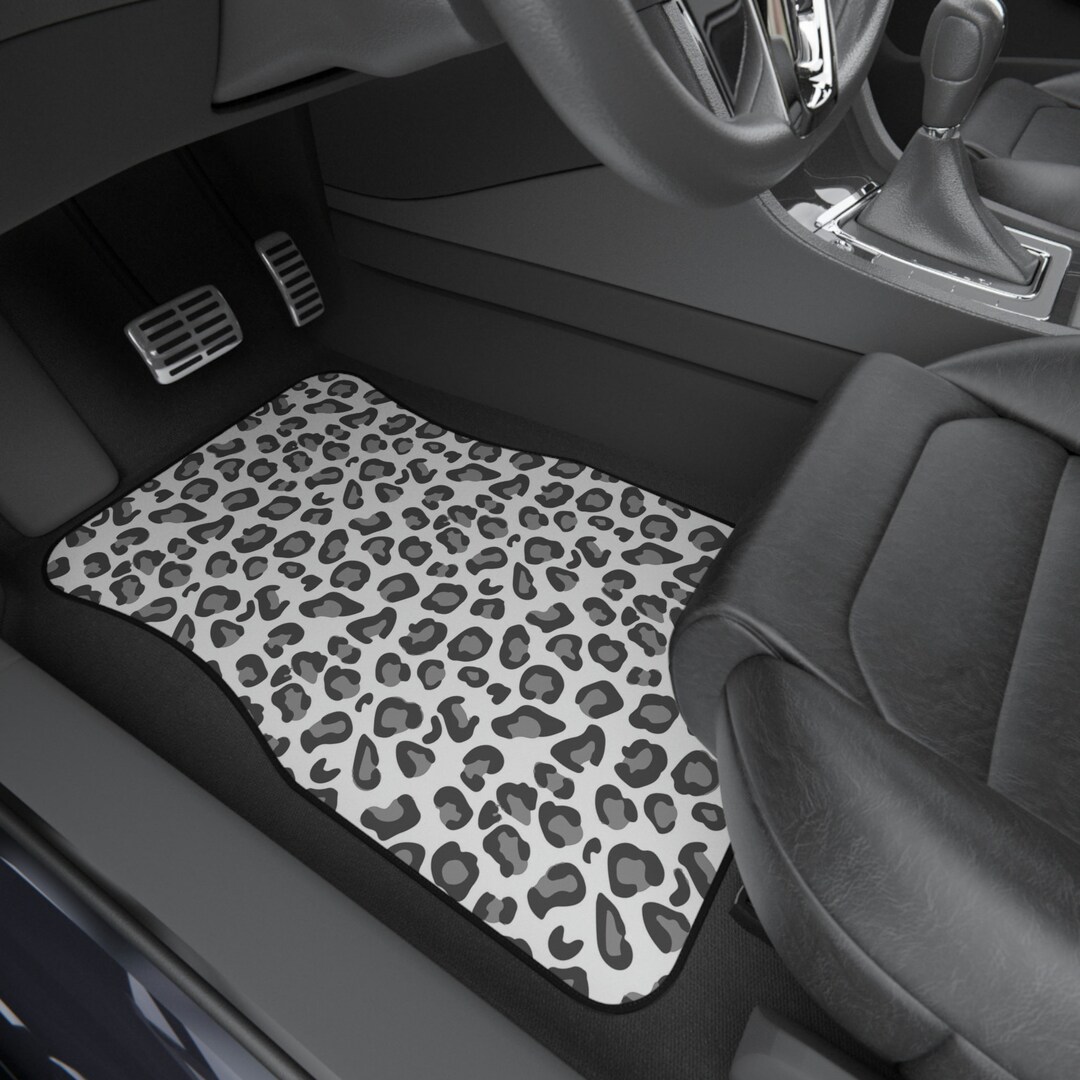 Snow Leopard Car Floor Mats 2x Front Etsy