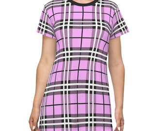 Pink Plaid T-Shirt Dress