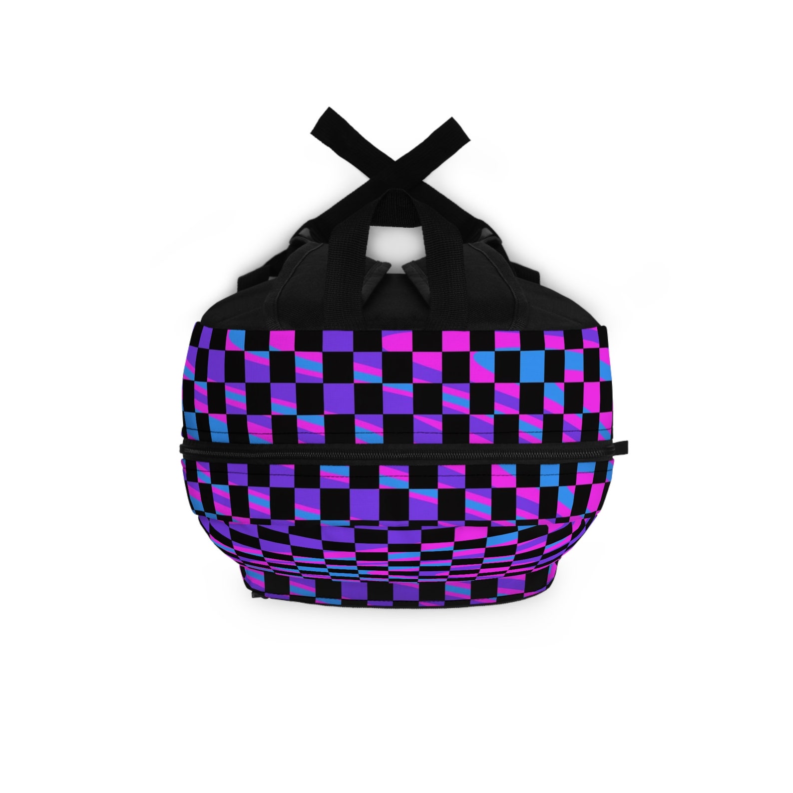 Swirl & Checkerboard Backpack, Full-sized Backpack W/water Bottle ...