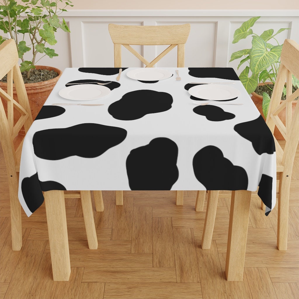 Cow print table skirt discount