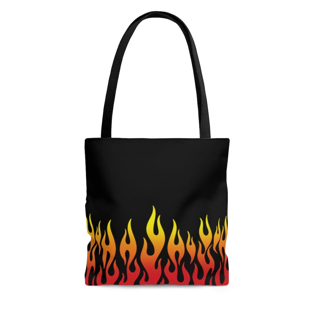 The fire. Flame tongues on a black background. Vintage seamless pattern. Tote  Bag by Interior Gilt