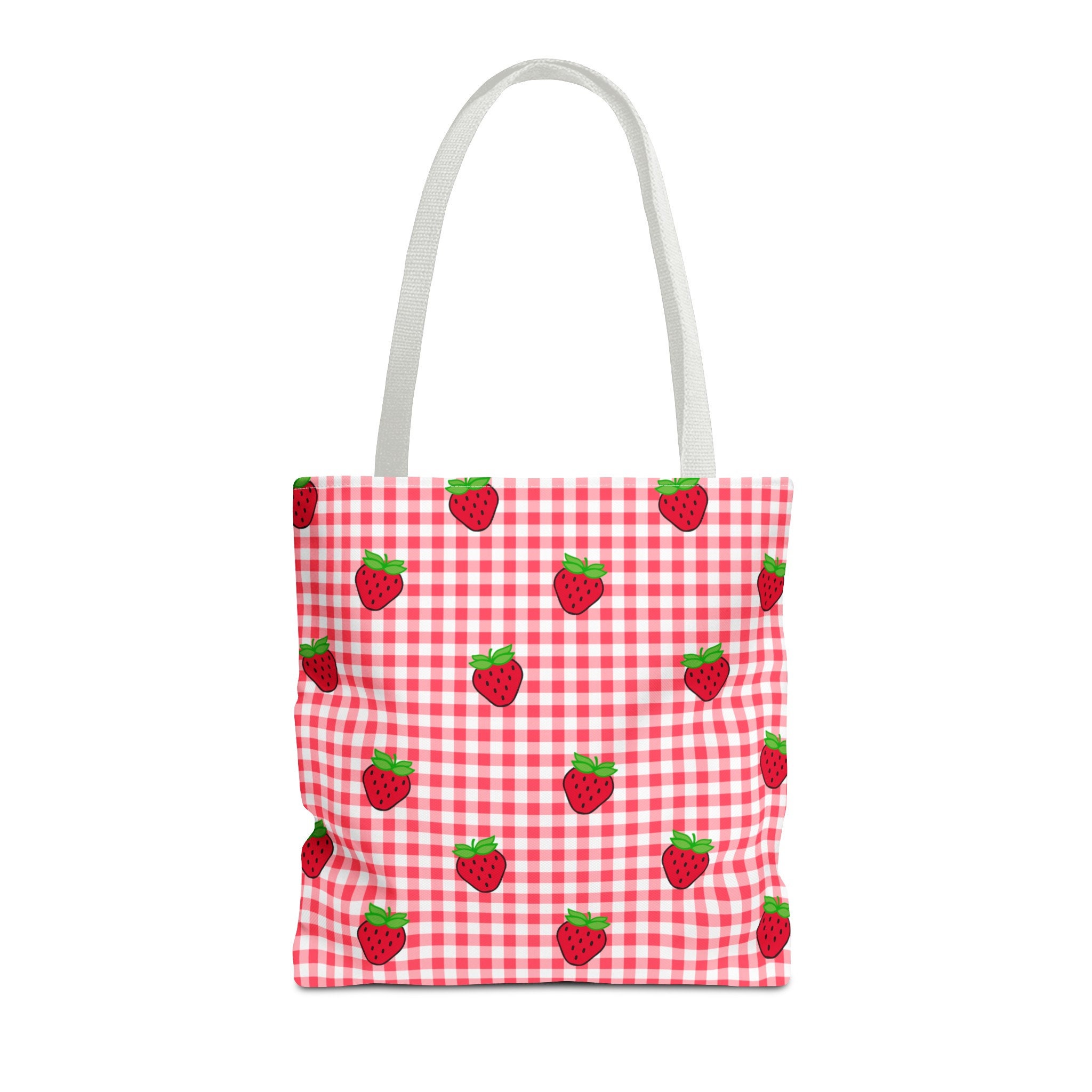 Gingham & Strawberries Tote Bag, Shopping Tote, Beach Bag - Etsy