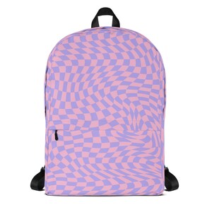 Purple and Pink Checkered Backpack LL Bean Pink Purple Checkered Backpack School College  main image 3