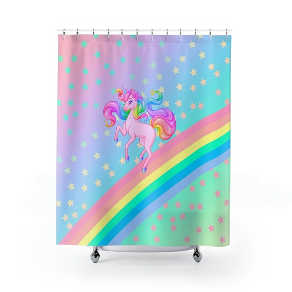 Unicorn Rainbow Shower Curtain Etsy