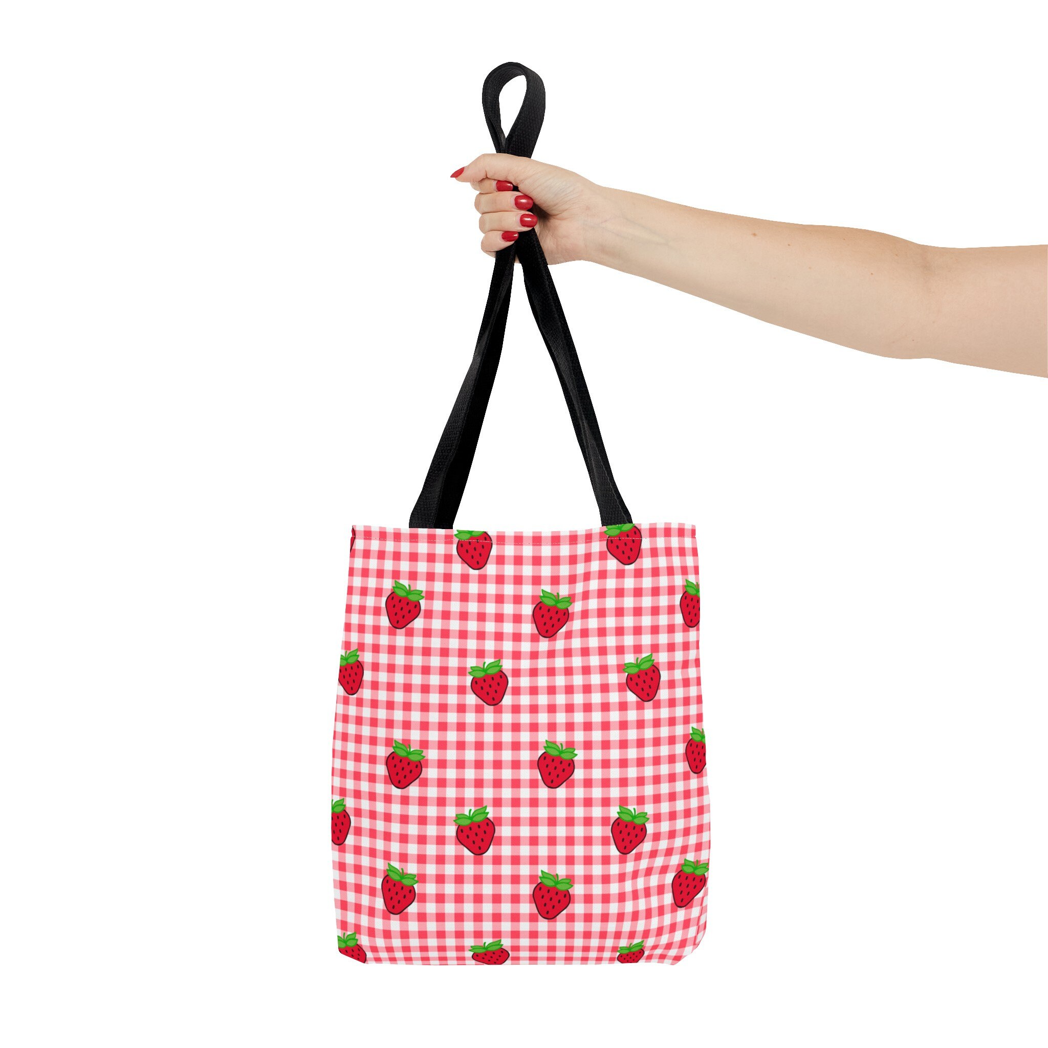 Gingham & Strawberries Tote Bag, Shopping Tote, Beach Bag - Etsy