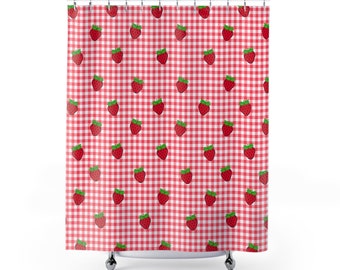 Gingham & Strawberries Shower Curtain