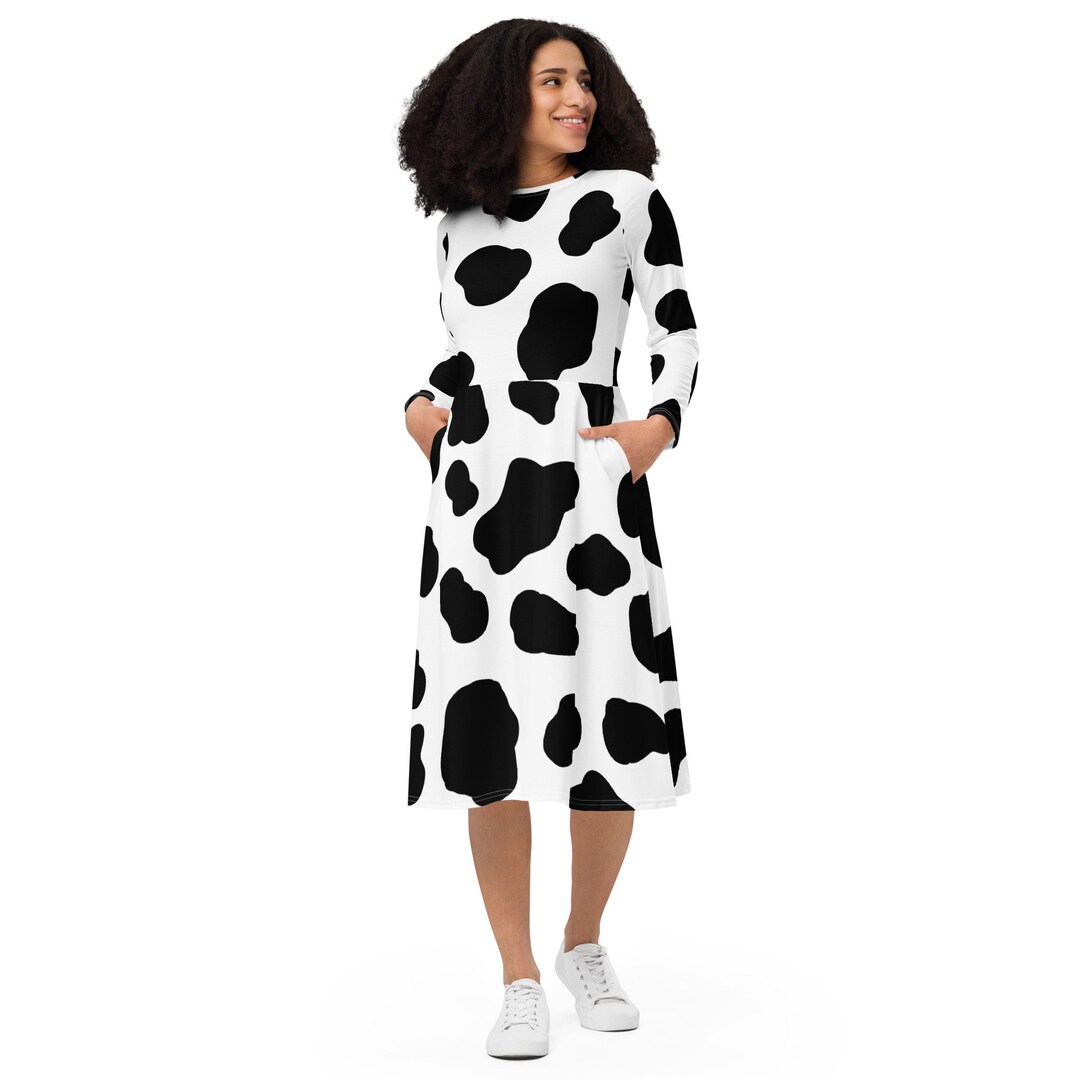Cow Print Dress with Pockets Etsy