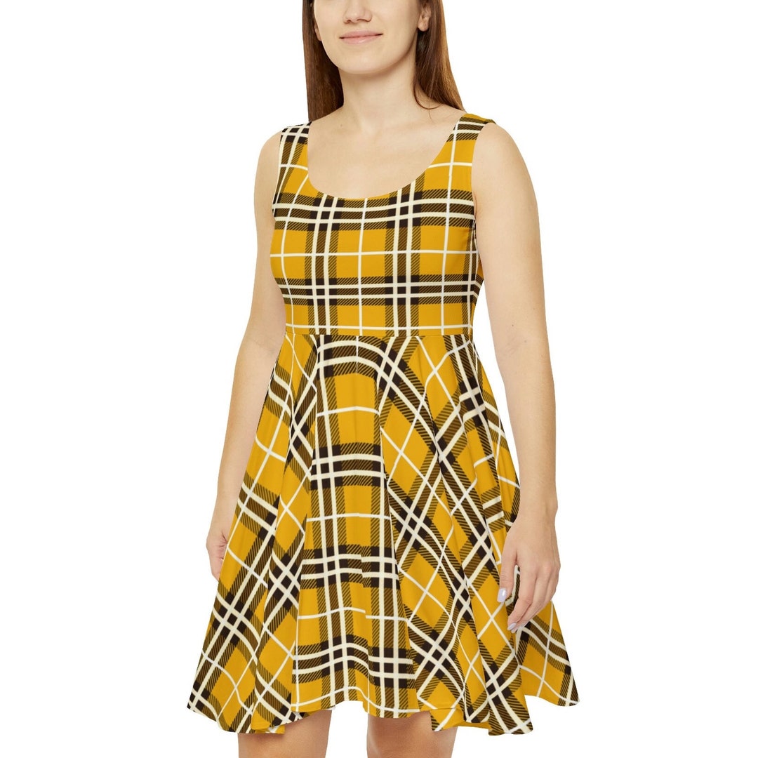 Yellow Plaid Skater Dress - Etsy