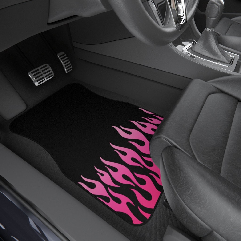 Pink Flames Car Floor Mats set of 2 or 4, Girl Car Accessories