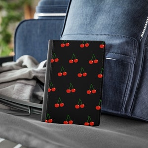 Black Cherry Passport Cover, Faux Leather Passport Holder