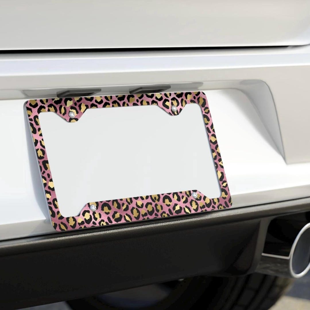 Pink Leopard License Plate Frame - Etsy