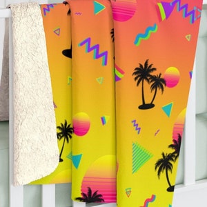 Vaporwave Sunset Sherpa & Fleece Blanket