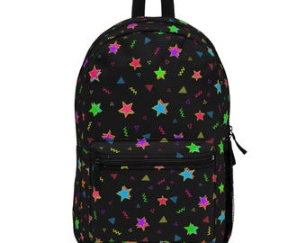 Neon Stars Backpack, Full-sized Backpack W/water Bottle  display picture 1