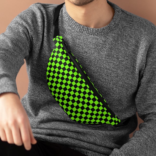 Green Checkerboard Fanny Pack