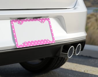 Pink Polka Dot License Plate Frame