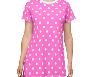 Vintage Fit N Flare Retro Pink Satin Polka Dot Stop Staring Dress by Alicia  Estrada Size 6 - Etsy